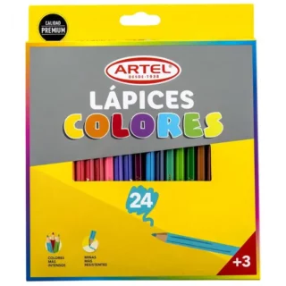 Estuche 24 Lápices de Colores Largos Artel